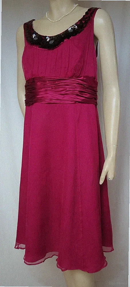 Seidenkleid 42 44 fuchsia lila schwarz Hochzeit Seide festlich Monsoon Kleid