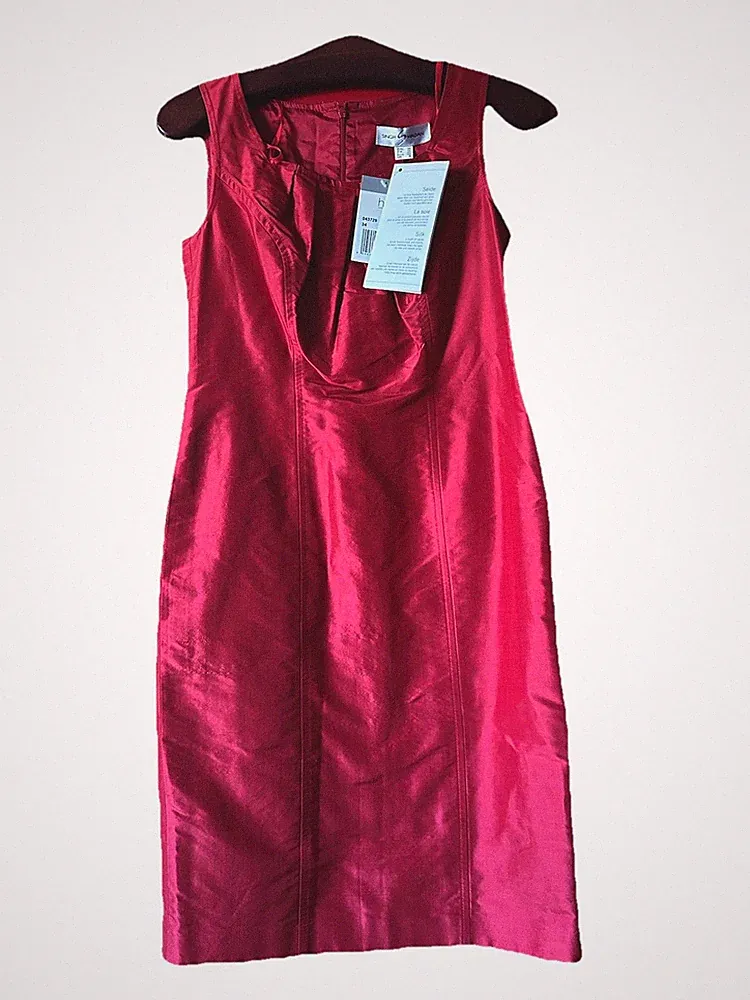 Seidenkleid Kleid Seide ROT Etuikleid Heine Singh S Madan Gr. 34 NEU