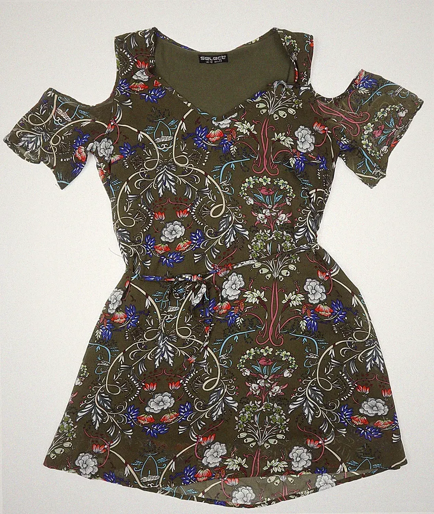 Select Damen Mehrfarbig Blumenmuster Polyester A-Linie Größe 12 Quadratischer Ausschnitt - Kalt S