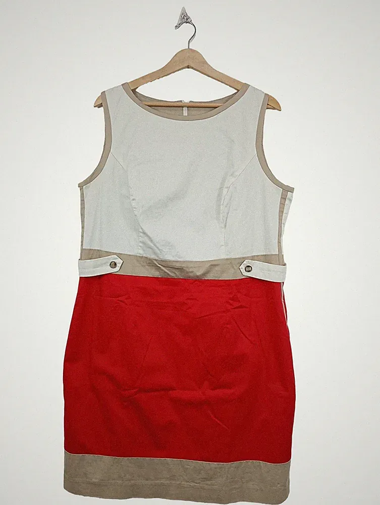 SELECTION A-Linien Kleid Damen Kleid Gr. DE 46 weiß-rot Casual-Look