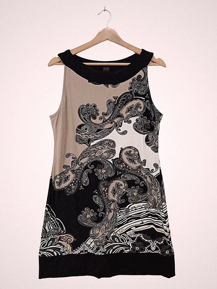SELECTION BY S.OLIVER A-Linien Kleid Damen Kleid Gr. DE 42 creme-schwarz-weiß