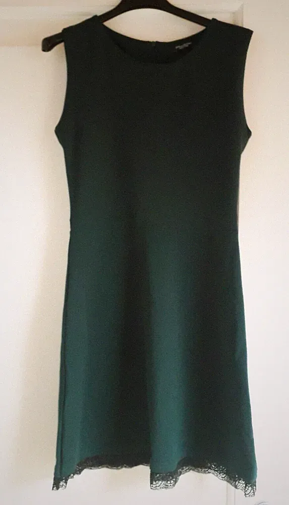 Senkkleid waldgrün Gr. M Pittarello Spitze schwarz Winterkleid Damen