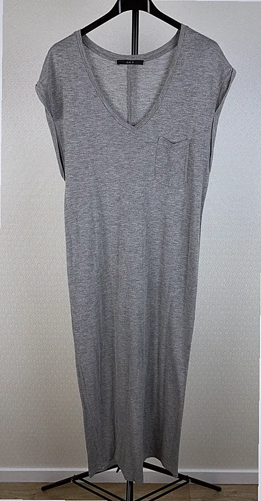 SET Damen Gr. 38 Stretch Jersey Kleid Tunika grau Casual Maxi Etuikleid 91A