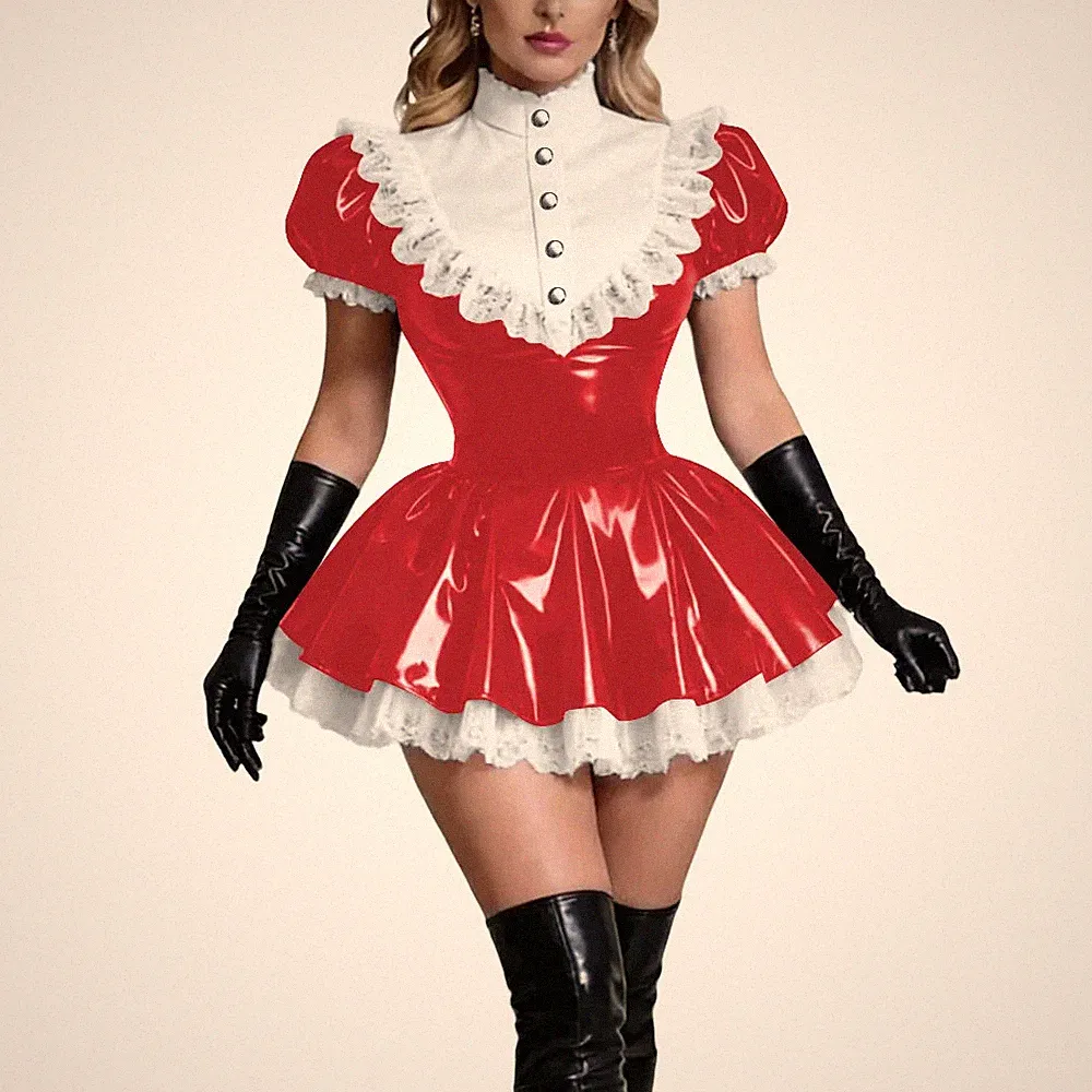 Sexy A Line Maid Cosplay Kleid Spitze Partykleid Club Performance Kleid