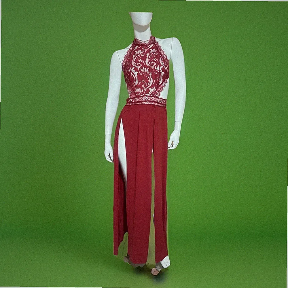 Sexy Abendkleid, lang mit 2 tiefen Schlitzen Spitzenmieder, rückenfrei