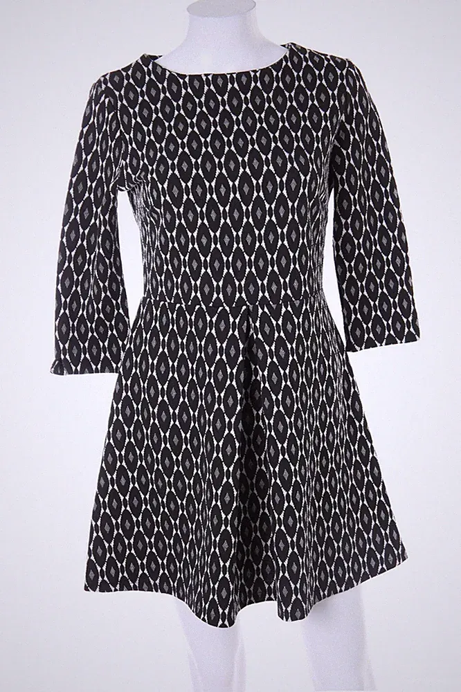 Sfera Kleid Skater-Kleid Jacquard M grauschwarz