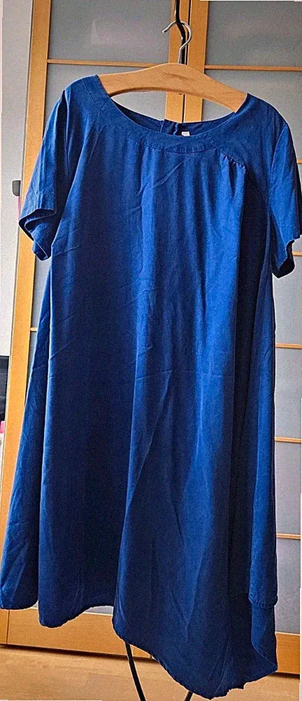 Sheego Damen Kleid A-Linie Midi Tencel Marinebllau Zipfel 54