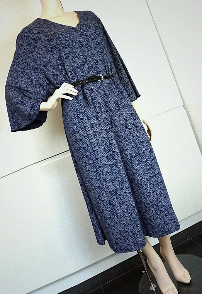 SHEEGO Damen Kleid Maxikleid Boho Tunika A Linie Wickeloptik Midi Gr 58 NEU