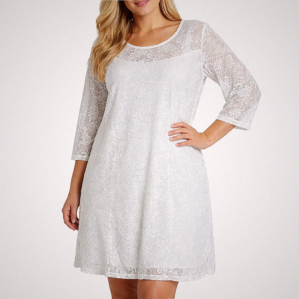 Sheego Eventkleid Abendkleid Kleid Etuikleid 44 bis 58 Spitzenkleid weiß (640)