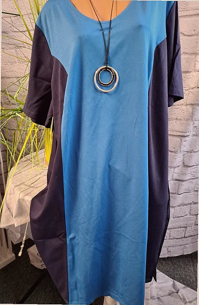 Sheego Kleid Cocktailkleid Etuikleid Gr. 56 blau Töne (523) Übergröße NEU