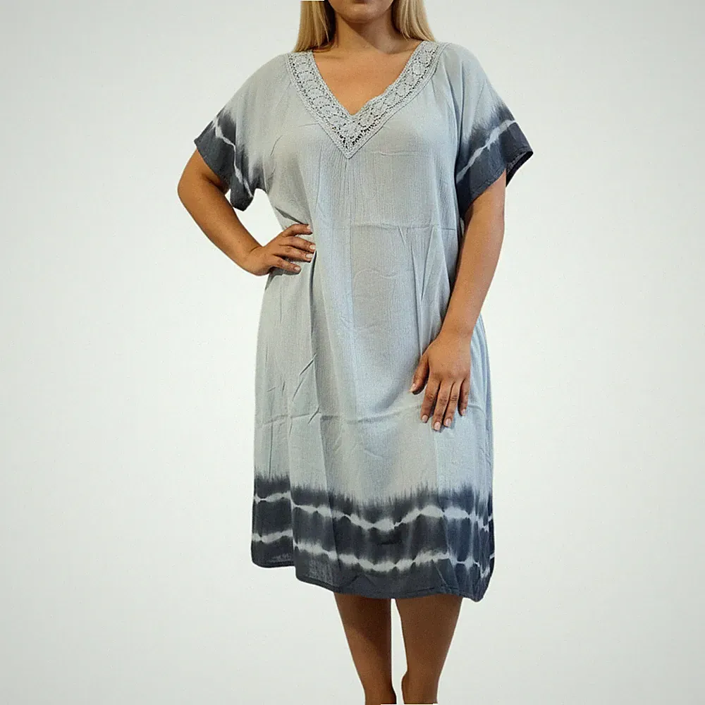 Sheego Kleid Jerseykleid Damen kurzarm Gr. 44 bis 58 Blau große Größen (8799)
