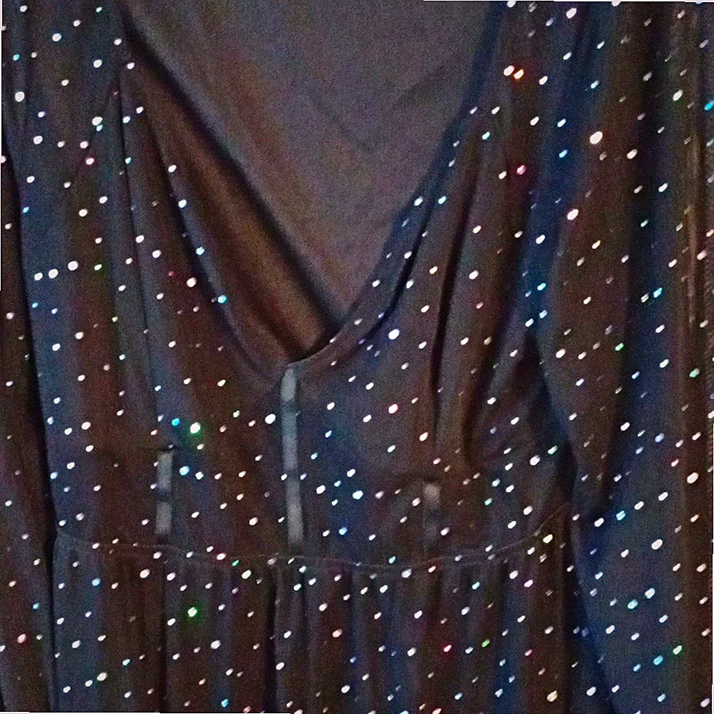 shein Damen Kleid Schwarz Gr. 5XL A-Linie knielang V-Ausschnitt Glitzer