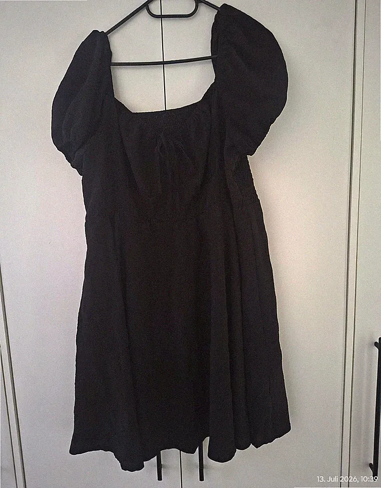 SHEIN Damen Skaterkleid kurz Schwarz Puffärmel eckiger Ausschnitt Gr. 3XL