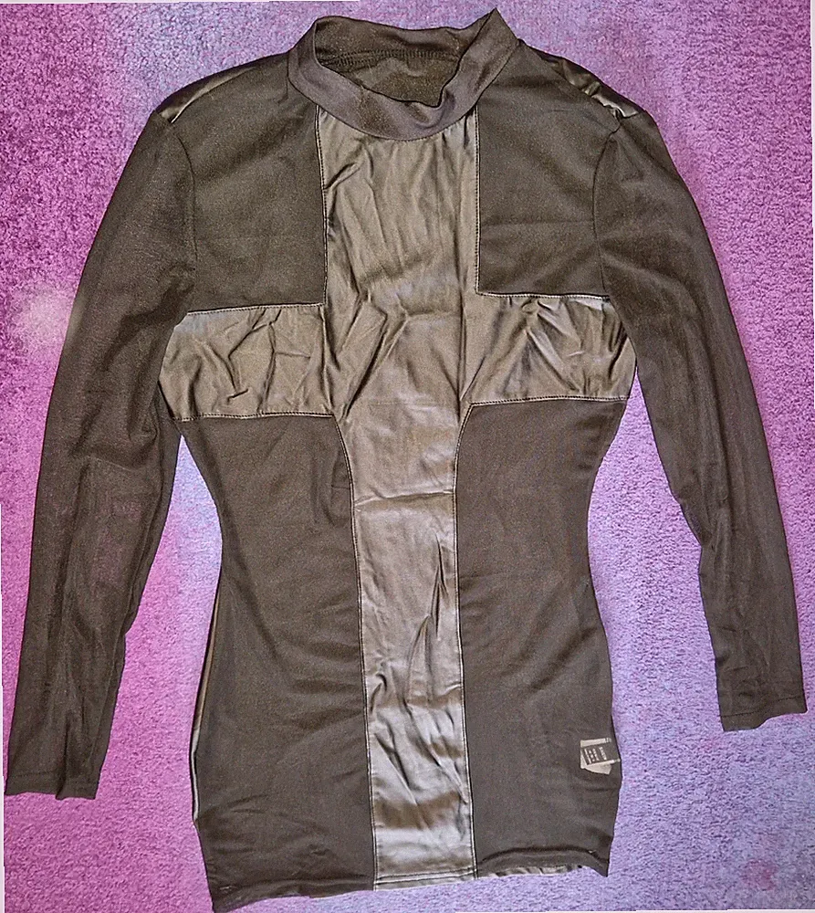 Shein Mini Etui Wetlook Kleid M 38 Kreuz Transparent Fetish Gothic Festival