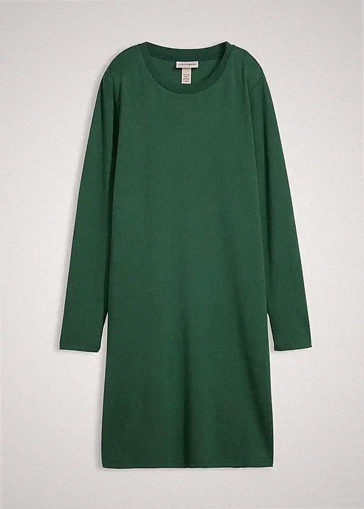 Shirtkleid in A-Linie aus Viskose-Mix Gr. 52/54 Dunkelgrün Oversize Kleid Neu