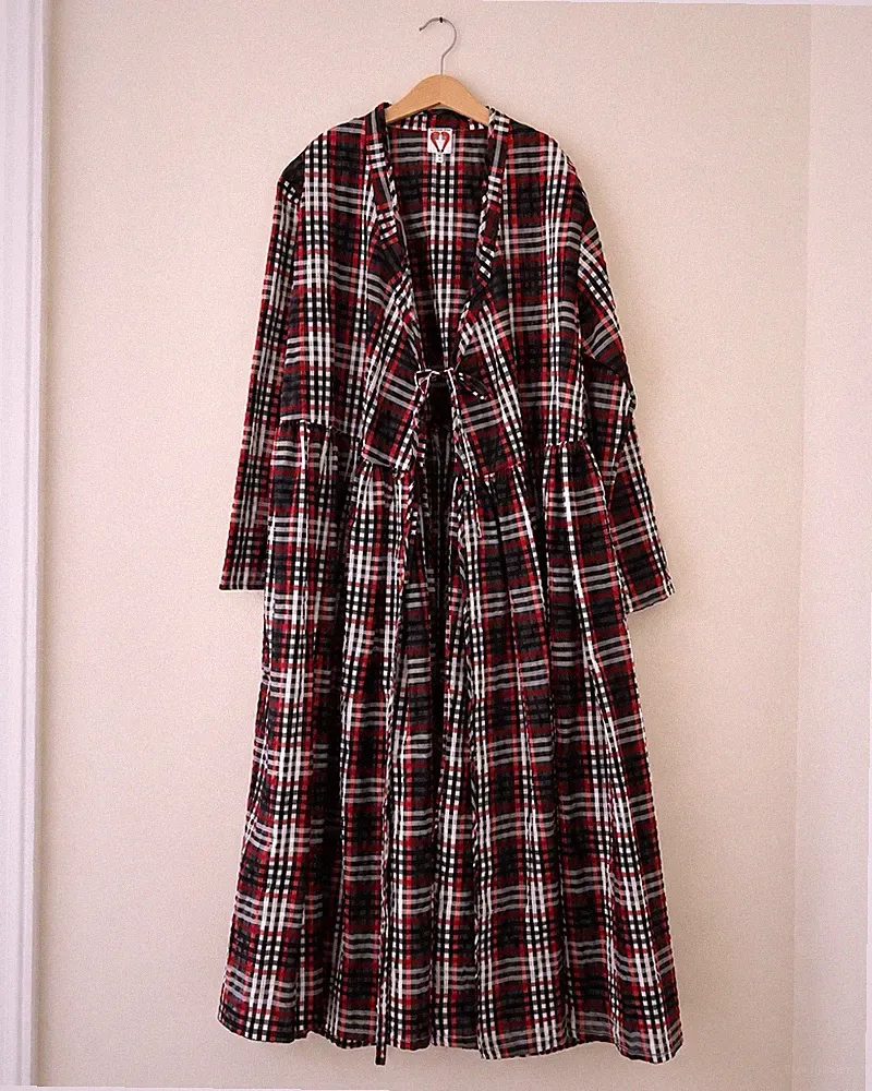 Shrimps Damen Midi A-Linien-Kleid kariert mehrfarbig V-Ausschnitt Gr. 12
