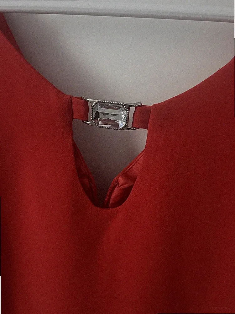 Sinequanone Damen Etuikleid rot Gr. 42 ärmellos V-Ausschnitt Taschen