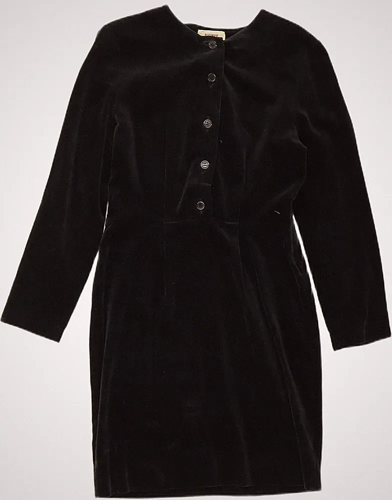 SISLEY Damen Samt Etuikleid UK 6 XS Schwarz Baumwolle AN13