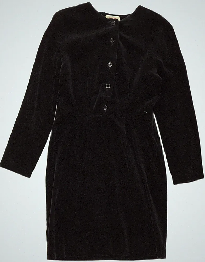 SISLEY Damen Samt Etuikleid UK 6 XS Schwarz Baumwolle AN13