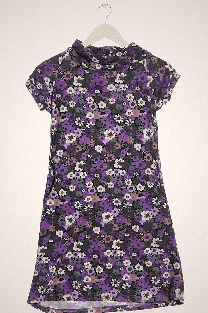 SMASHED LEMON A-Linien Kleid Damen Kleid Gr. DE 36 lila-khaki-weiß Casual-Look