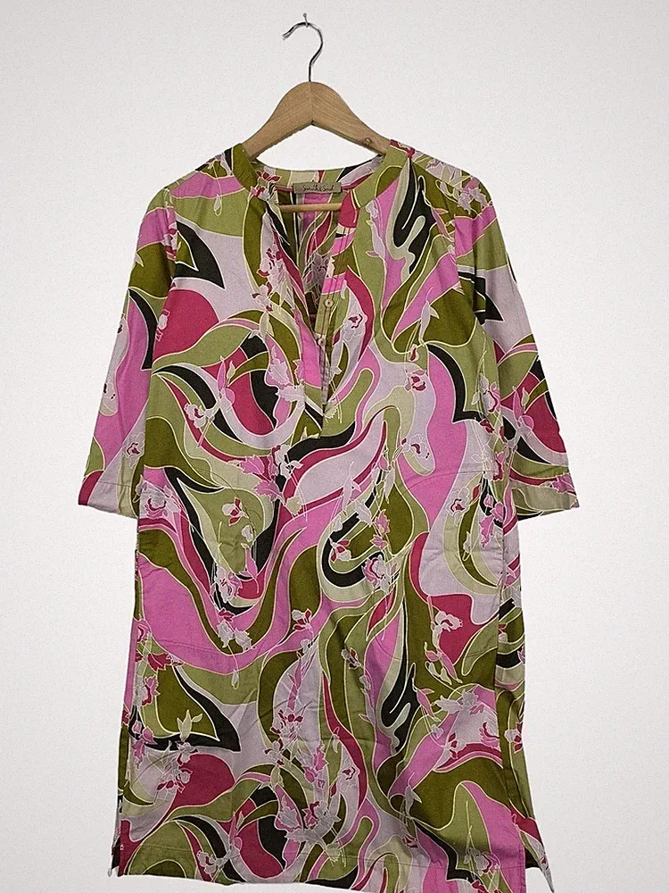 SMITH&SOUL Schlauchkleid Damen Kleid Gr. DE 36 grün-pink Casual-Look