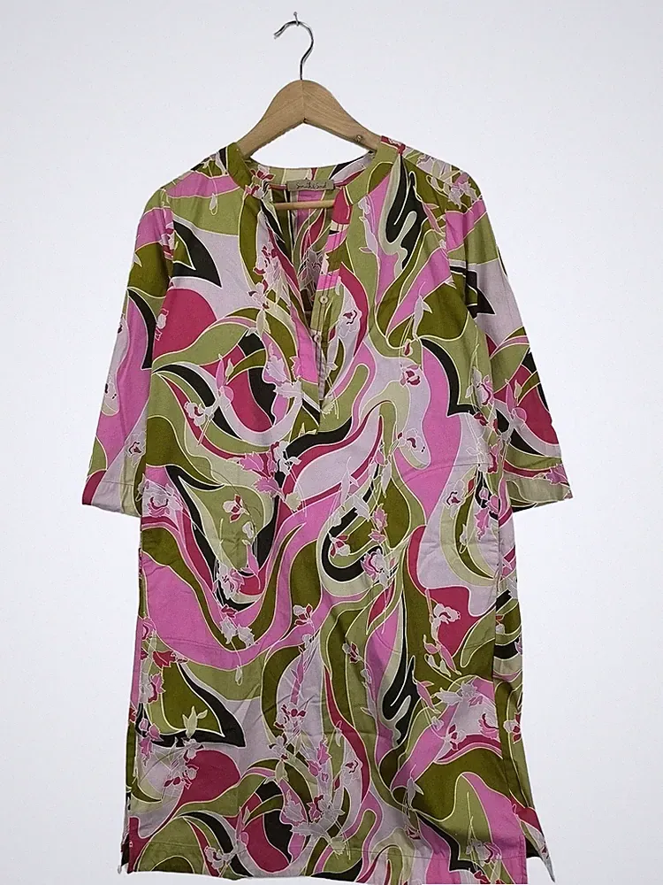 SMITH&SOUL Schlauchkleid Damen Kleid Gr. DE 36 grün-pink Casual-Look