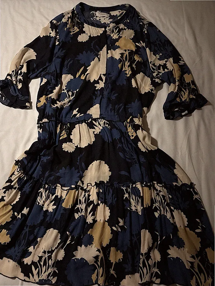 Soaked In Luxury Kopenhagen Kleid Midi Gr.XL wie neu Blau Schwarz Viskose