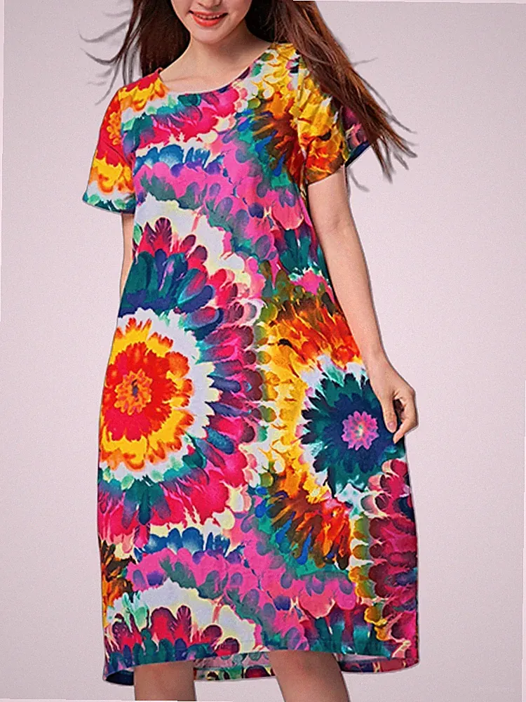 Sommer Kleid / Freizetkleid / Etuikleid Lagenlook mit Taschen Gr.44 - 46 Cotton
