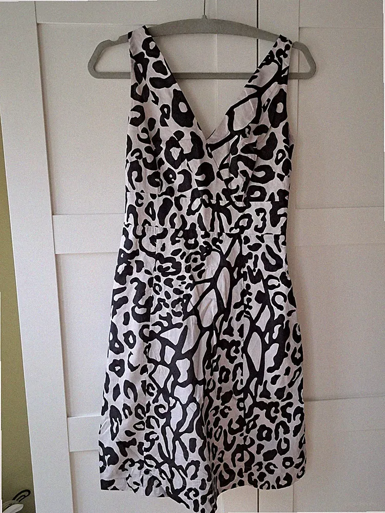 🌸 Sommer-Kleid von ESPRIT Collection Gr. 34, beige-schwarz, Baumwolle 🌸