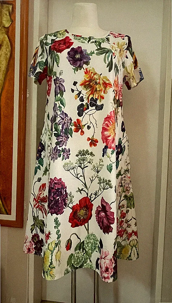 Sommer Midikleid A-Linie Gr.4XL Ecru Floral NEU