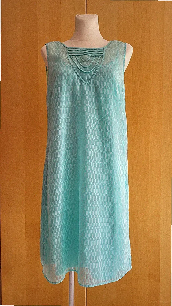 Sommerkleid 2 tlg ☆ Damen ☆ Gr. 40 ☆ Türkis ☆ Unterkleid ☆ Kurzkleid☆ Etuikleid