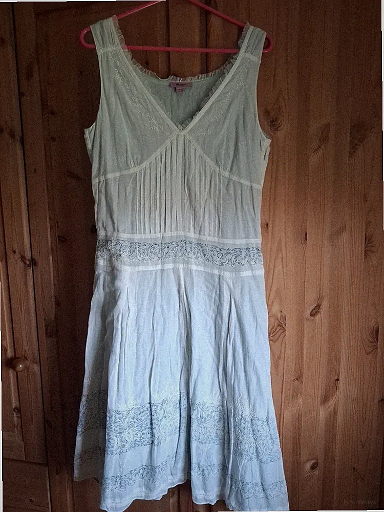 Sommerkleid 40 weiß grün blau Hochzeit Urlaub reine Baumwolle Monsoon Kleid