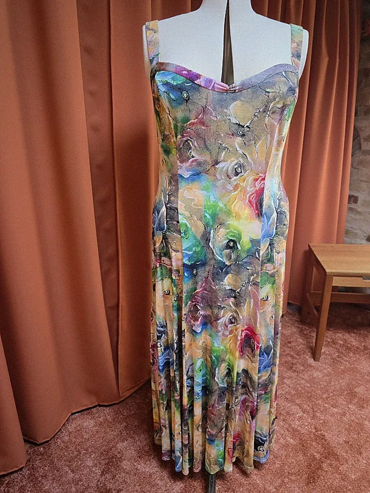 Sommerkleid 44/46, große Oberweite, lang, Blumenmuster, inkl. Top für den Abend