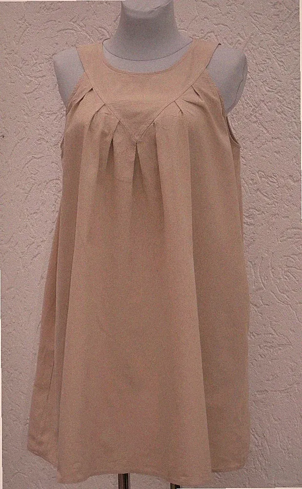 Sommerkleid A-Linie SHEIN Trägerkleid Leicht Lässig boho Gr.L Beige Top