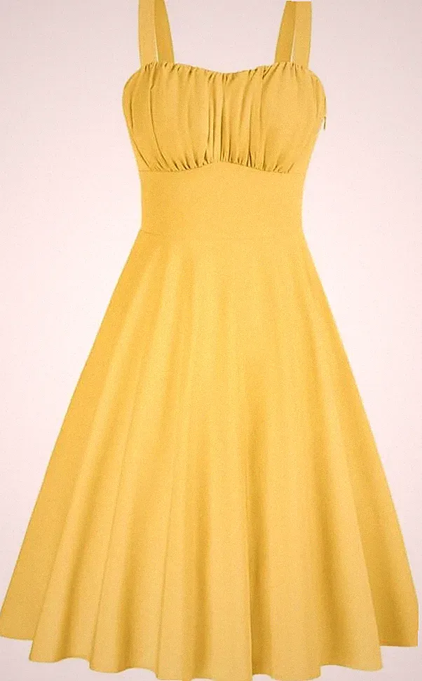 Sommerkleid Ausgestellt Elegant Bequem Luftig Gelb S