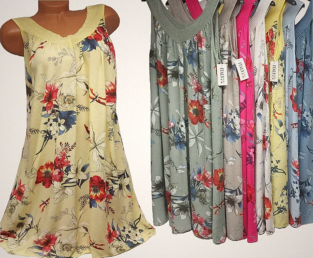 Sommerkleid Blumen Midi Freizeitkleid 44 46 48 große Größe Kleider A-Linie #25