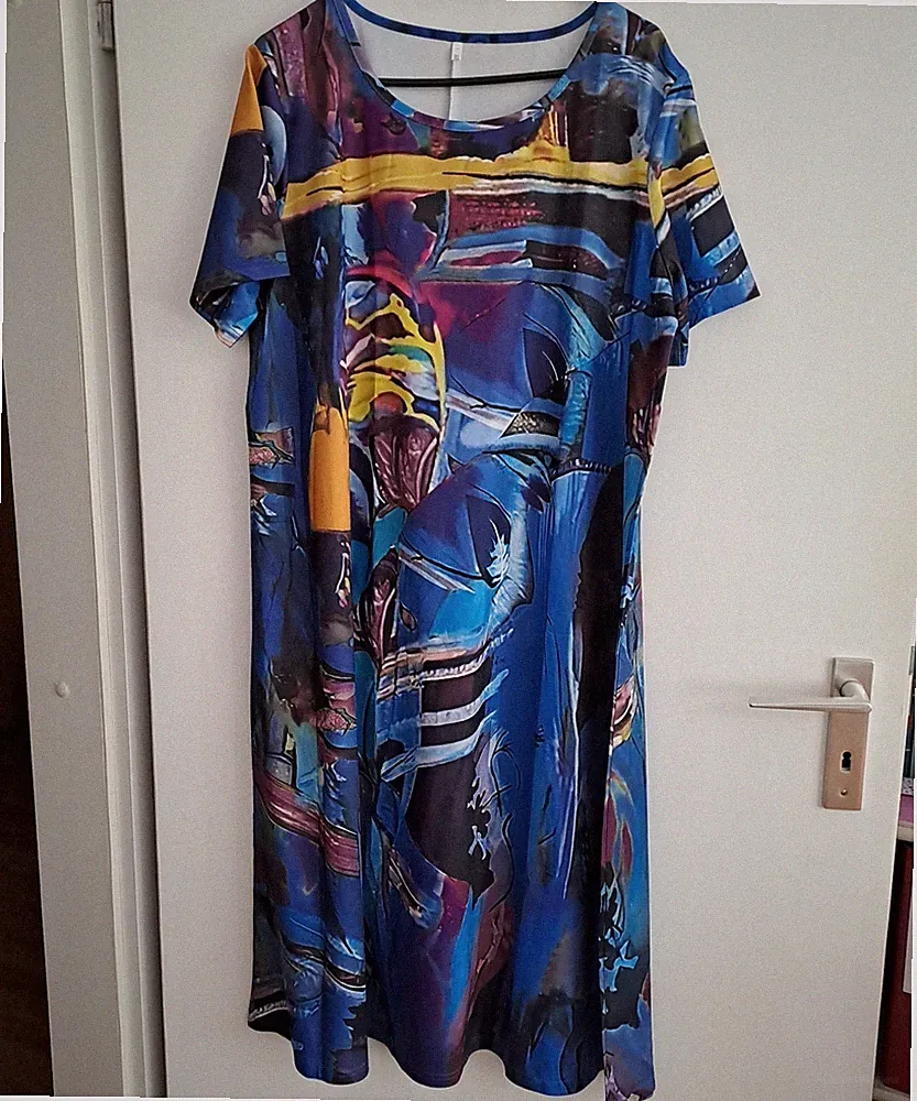 Sommerkleid bunt - blau 3XL
