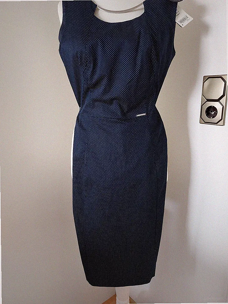 Sommerkleid Businesskleid Etuikleid NEU Orsay Gr. 32 blau gepunktet