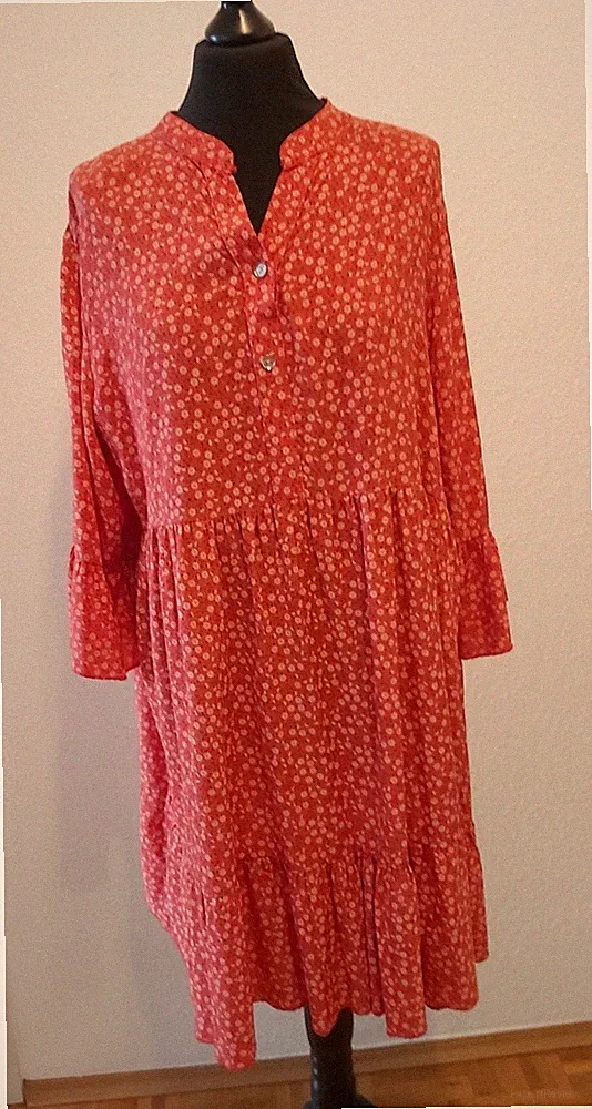Sommerkleid Damen Midikleid Freizeitkleid A-Linie rot floral Neu