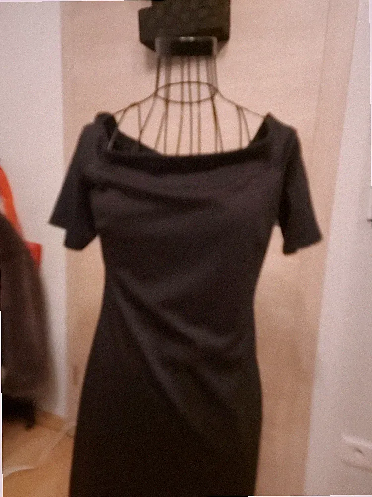 Sommerkleid Damen Schwarz Carmenausschnitt
