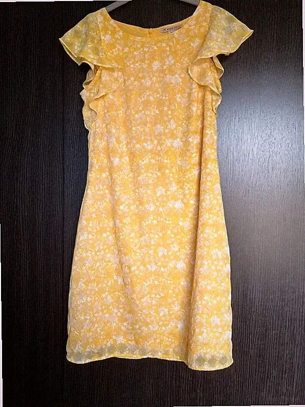 Sommerkleid Etuikleid Anna Field gelb weiß 34 50er 60er