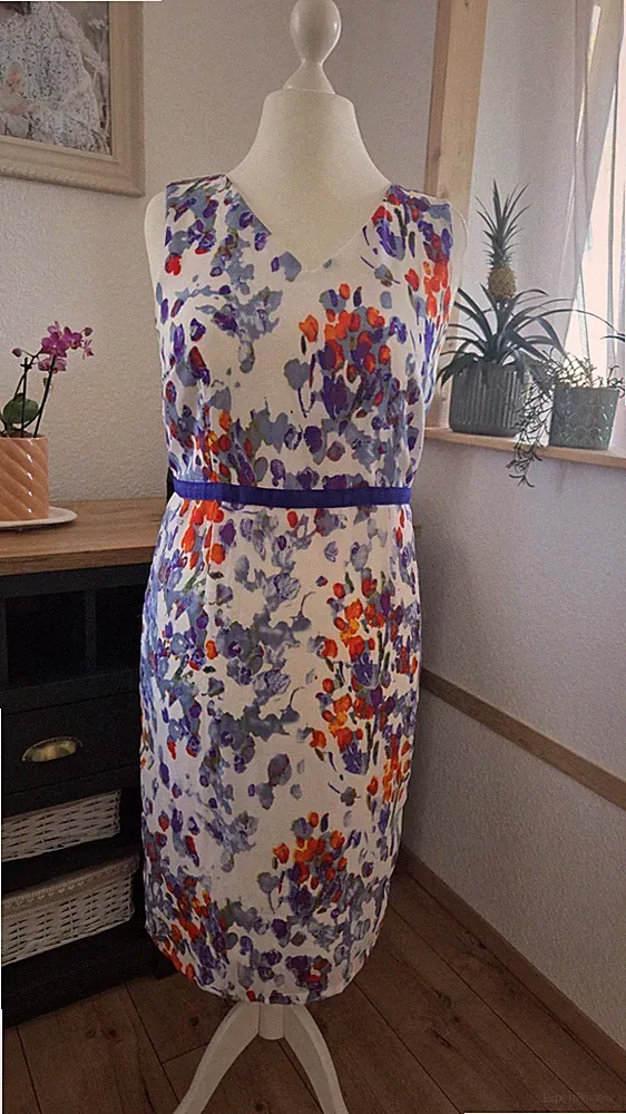 Sommerkleid Etuikleid Freizeitkleid Minikleid, Rot/Weiß/Blau, 38 40 M L, Blumen