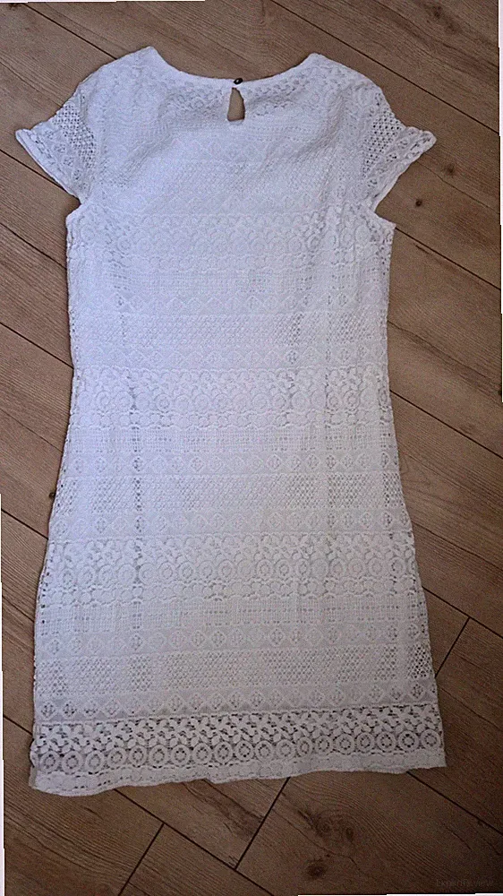 Sommerkleid Kleid Freizeitkleid Etuikleid Minikleid, Weiß, Spitze, Elegant, 38 M