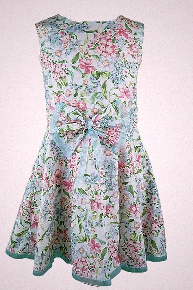 Sommerkleid Kleid Kinder Mädchen Pastell Blumen Schleife Baumwolle Trocadero