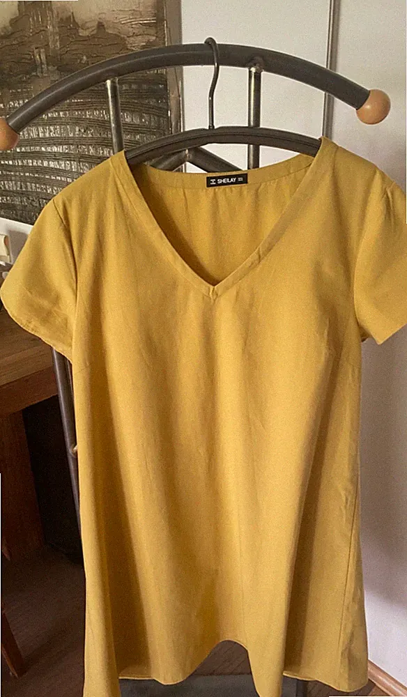 Sommerkleid kurzarm, XL gelb, Leinen-Baumwolle