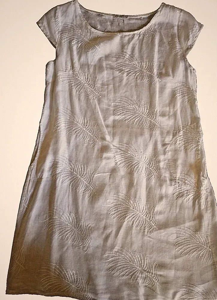 Sommerkleid Leinen Kleid Weiss Gr 42 L Stretch Etuikleid Knielang Italy Damen