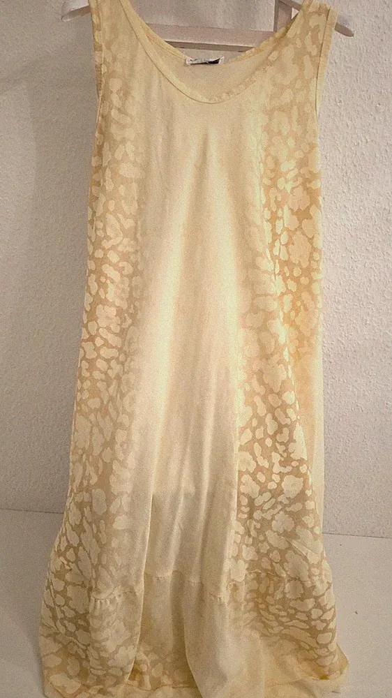 Sommerkleid ohne Arm A-Linie Hellgelb Made in Italy Einheitsgröße 42-44
