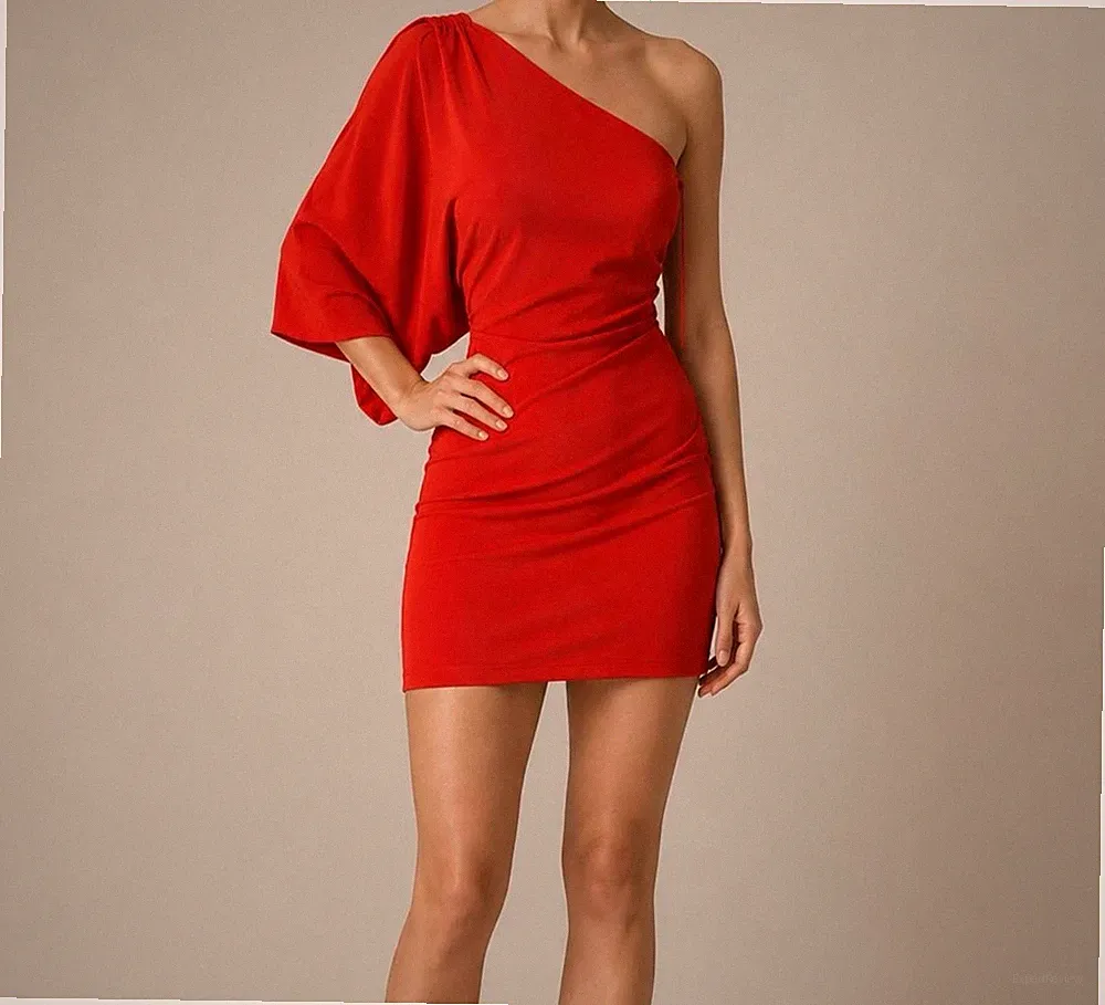 Sommerkleid One shoulder H&M Größe XS - Hochzeitsgast Partykleid in Rot