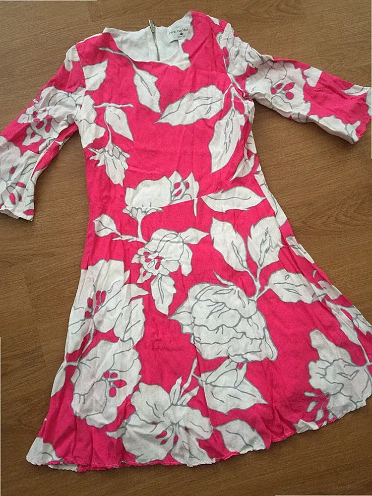 Sommerkleid Pink-weiß Gr.34 (XS) Rick Cardona Viskose, Gefüttert TAUFE, HOCHZEIT