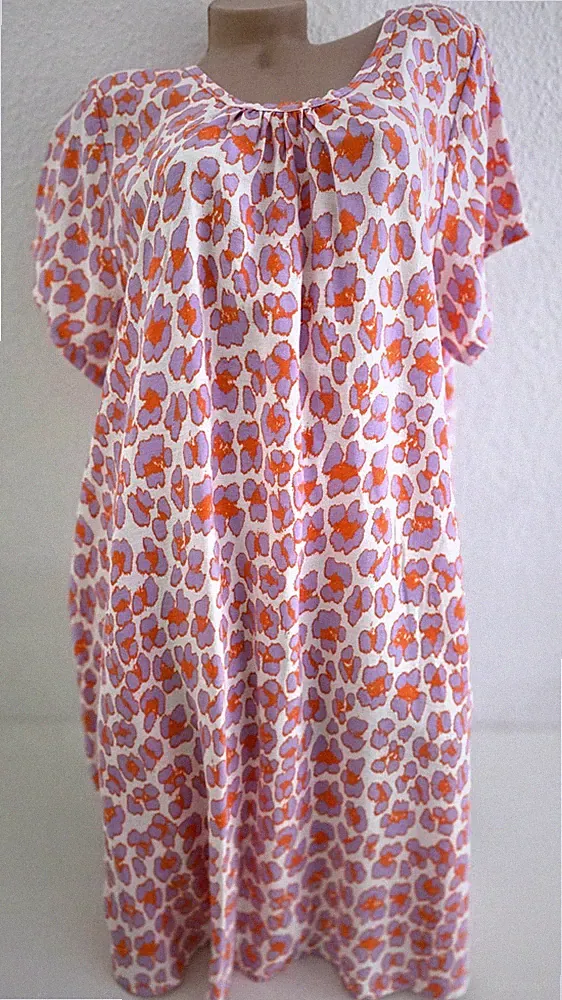 Sommerkleid Strandkleid A-Linie Boho kleid Leo Optik Gr 46-48 Italy Kurzarm